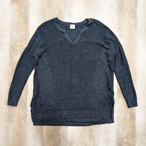 CAbi Gray High Low Hemline Sweater Top - Picture 1 of 12